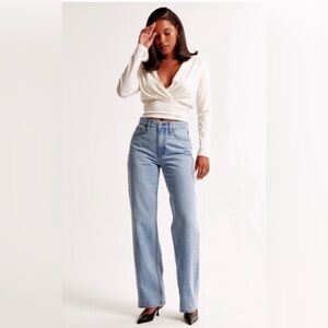 NWT Abercrombie & Fitch The Loose High-Rise Straight Leg Jeans Size 25/0